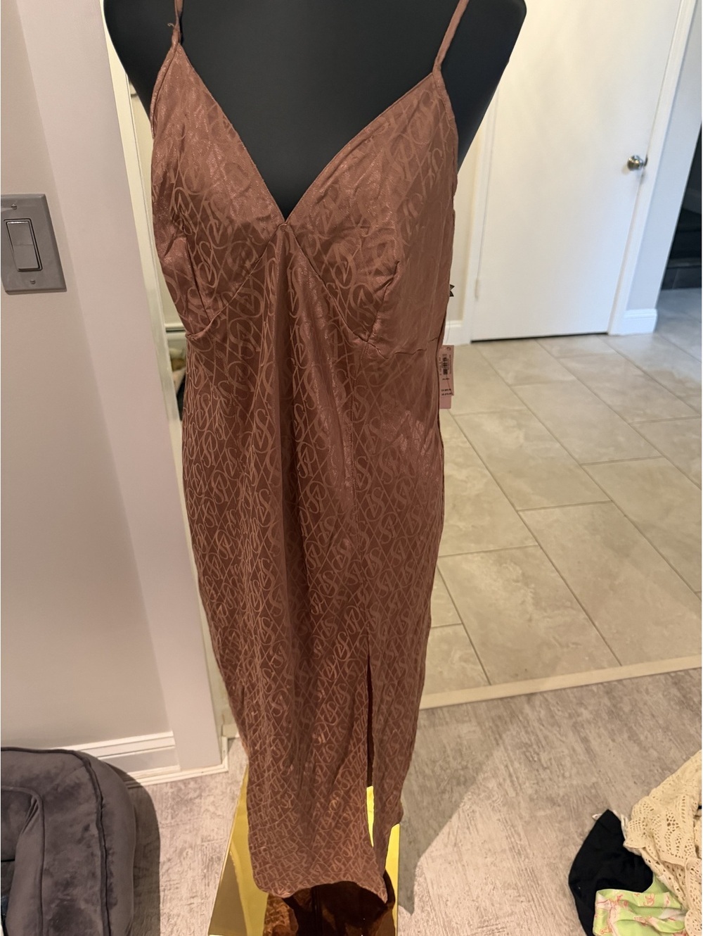 NWT Vintage Deadstock Victorias Secret Bronze metallic pink slip dress nightgown